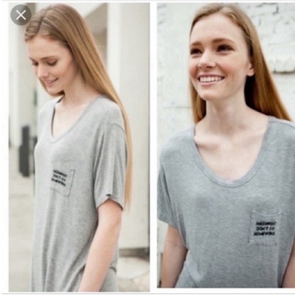 Brandy Melville Tops - Brandy Melville t-shirt navy Mermaids Don't Do Homework striped